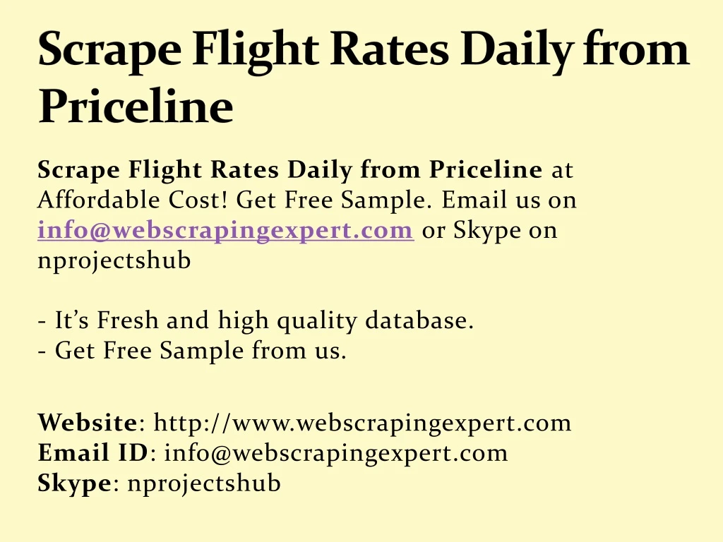scrape flight rates daily from priceline