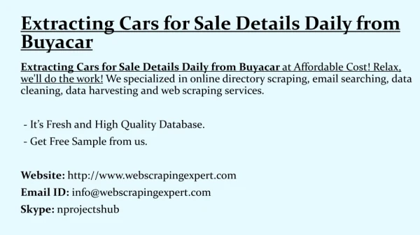 Extracting Cars for Sale Details Daily from Buyacar