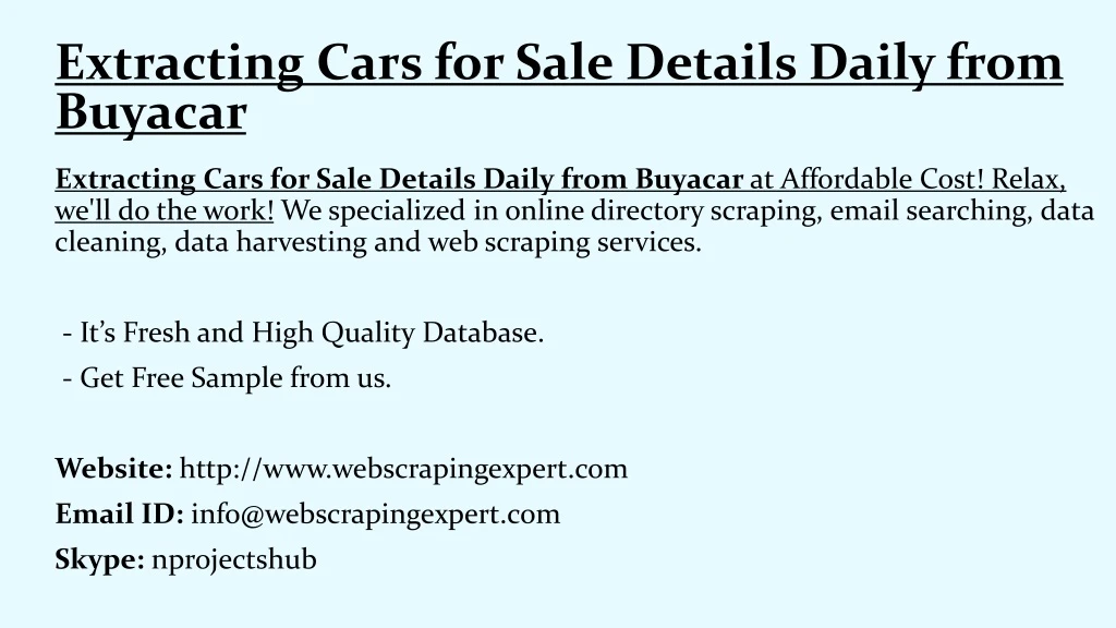 extracting cars for sale details daily from buyacar