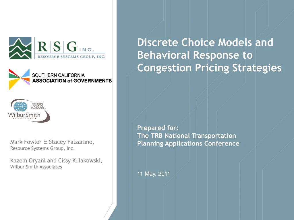 discrete choice models and behavioral response to congestion pricing strategies