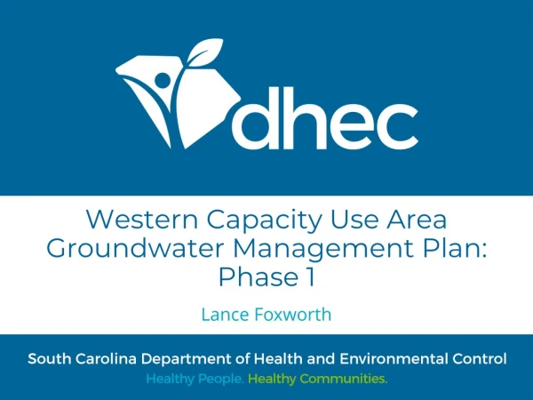 Western Capacity Use Area Groundwater Management Plan: Phase 1