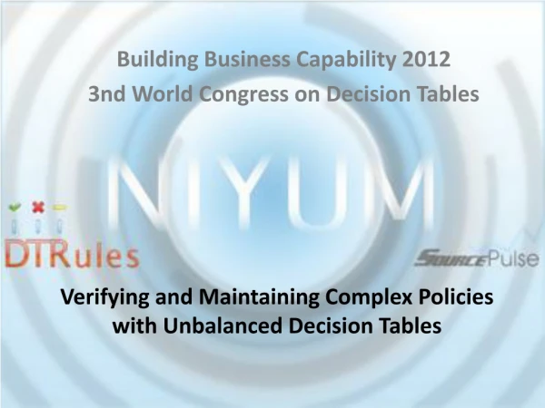 Building Business Capability 2012 3 nd World Congress on Decision Tables