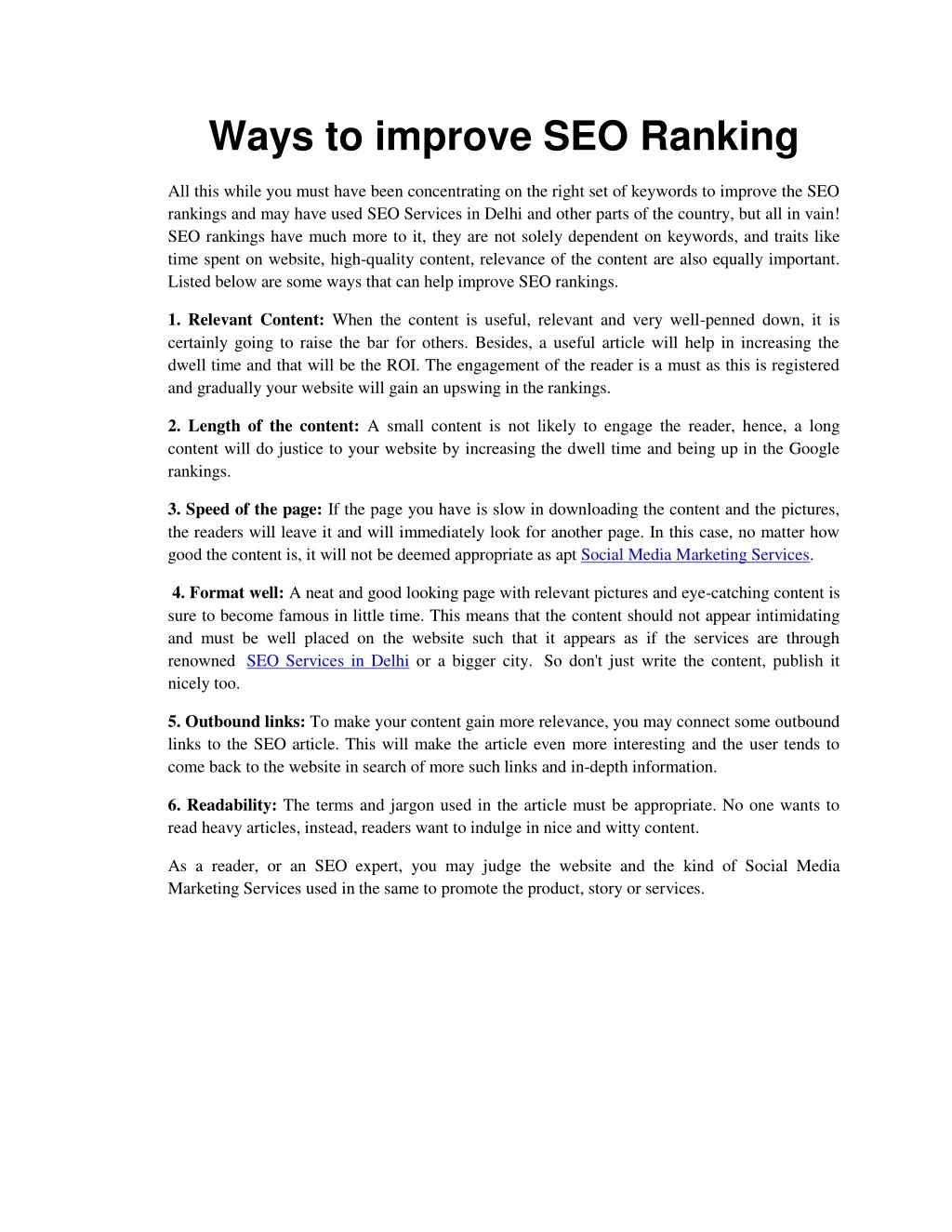 ways to improve seo ranking