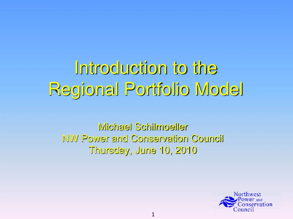 introduction to the regional portfolio model