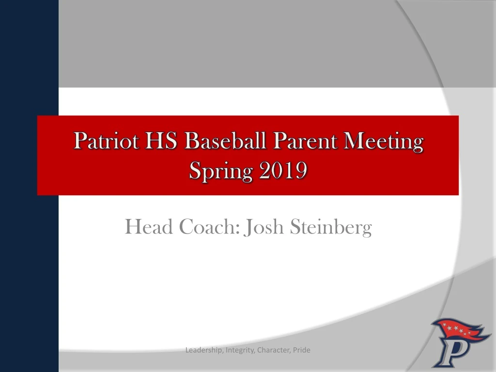 patriot hs baseball parent meeting spring 2019