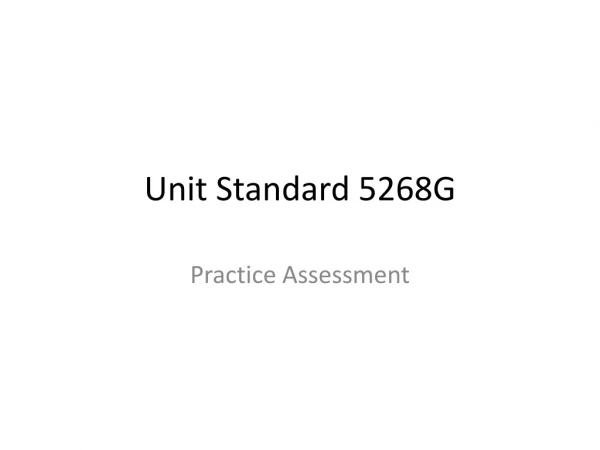 Unit Standard 5268G
