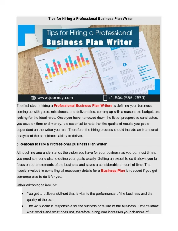 Tips for Hiring a Professional Business Plan Writer