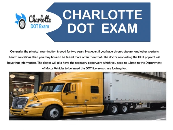 CHARLOTTE NC DOT | DOT EXAM
