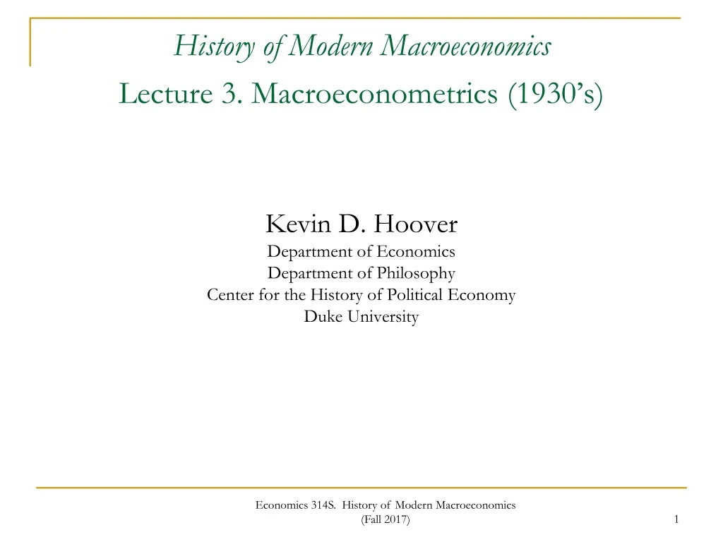 history of modern macroeconomics lecture