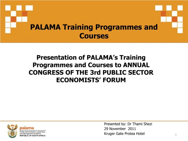 PALAMA Training Programmes and Courses