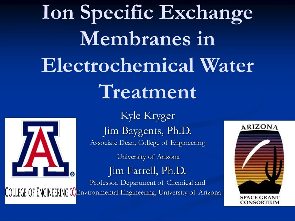 ion specific exchange membranes in electrochemical water treatment