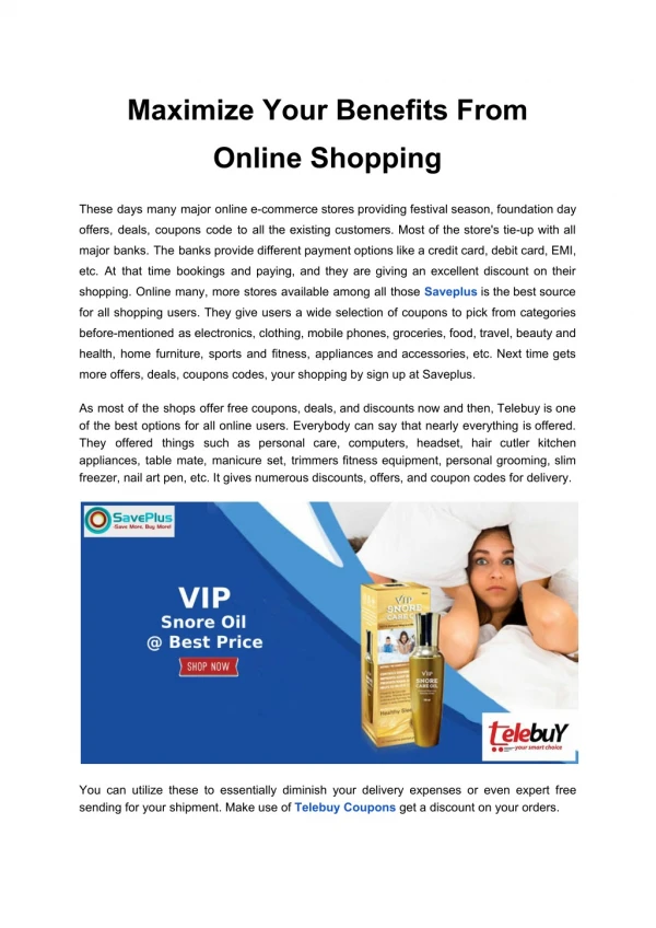 Maximize Your Benefits From Online Shopping
