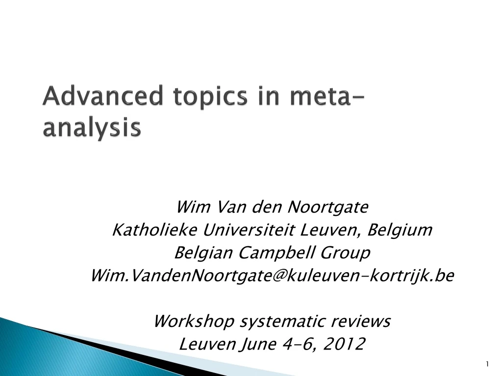 advanced topics in meta analysis