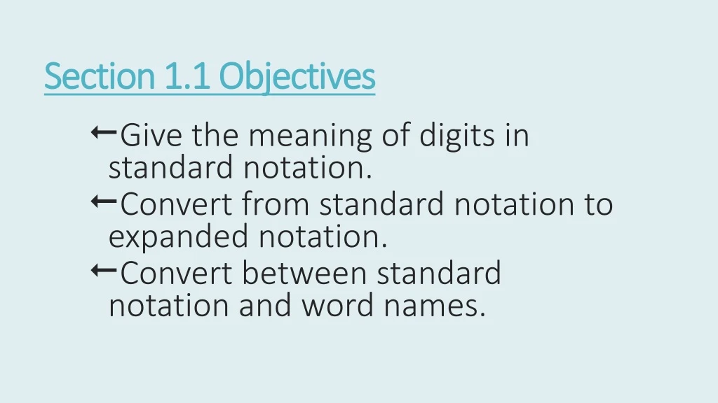 section 1 1 objectives