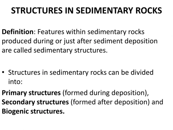 STRUCTURES IN SEDIMENTARY ROCKS