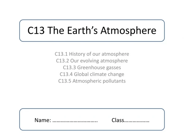 C13 The Earth’s Atmosphere