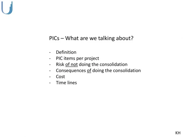 PICs – What are we talking about? Definition PIC items per project