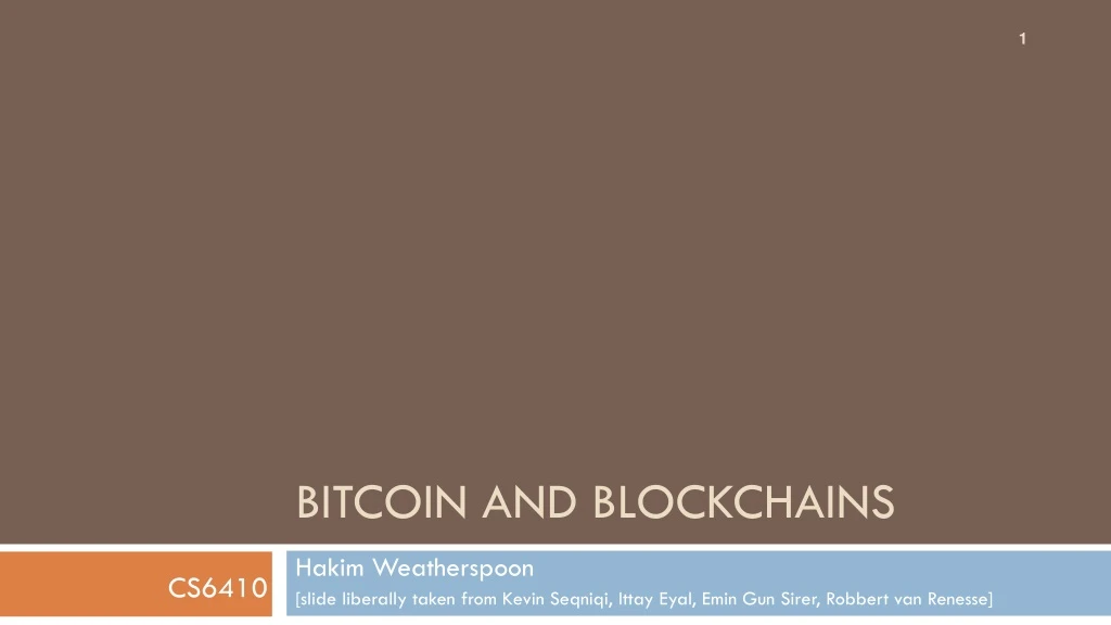 bitcoin and blockchains