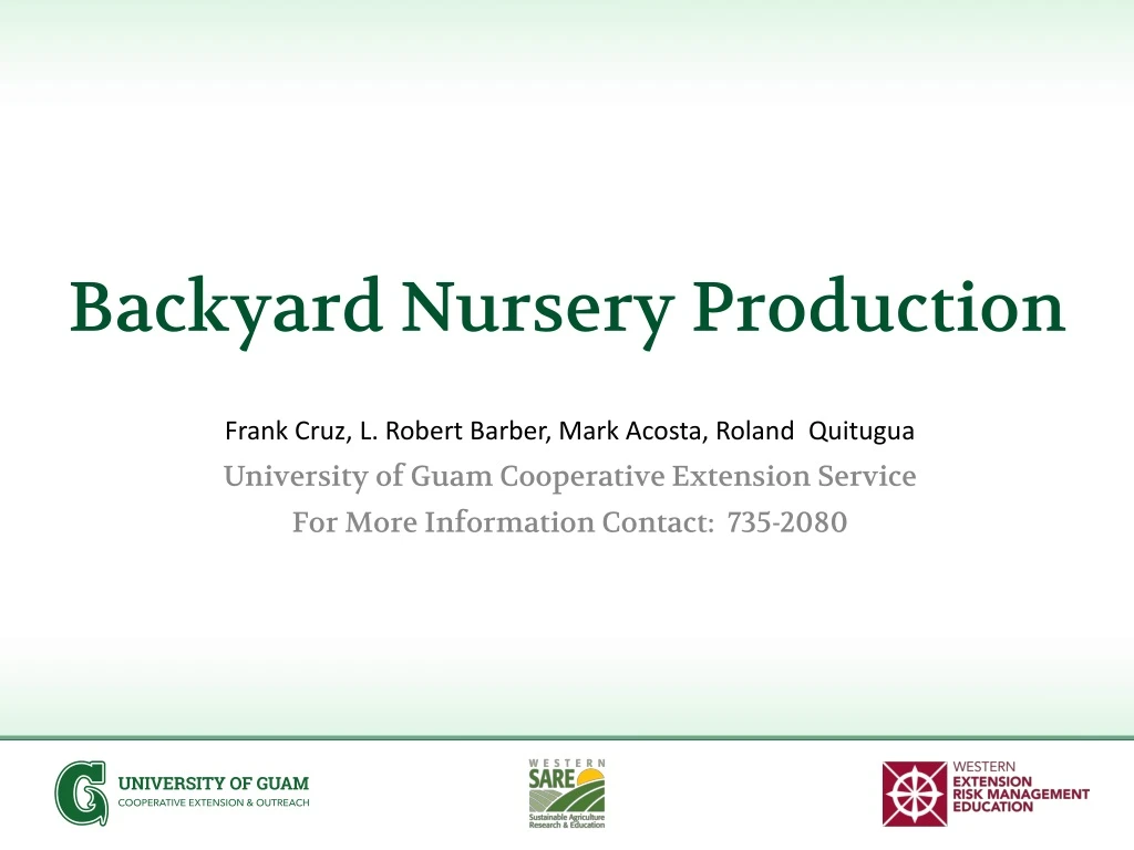 backyard nursery production