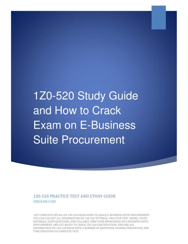 [PDF] 1Z0-520 Study Guide and How to Crack Exam on E-Business Suite Procurement