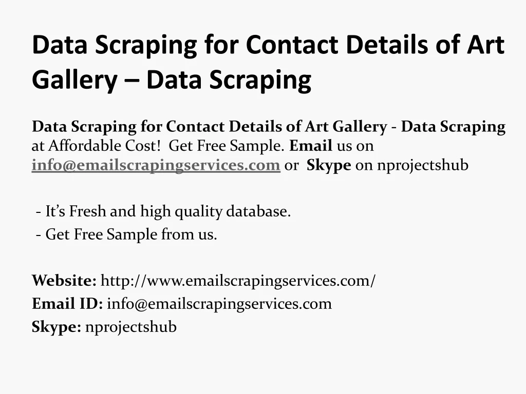 data scraping for contact details of art gallery data scraping