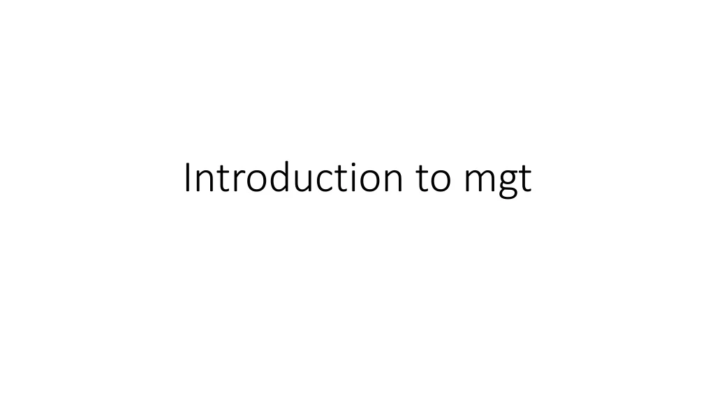 introduction to mgt