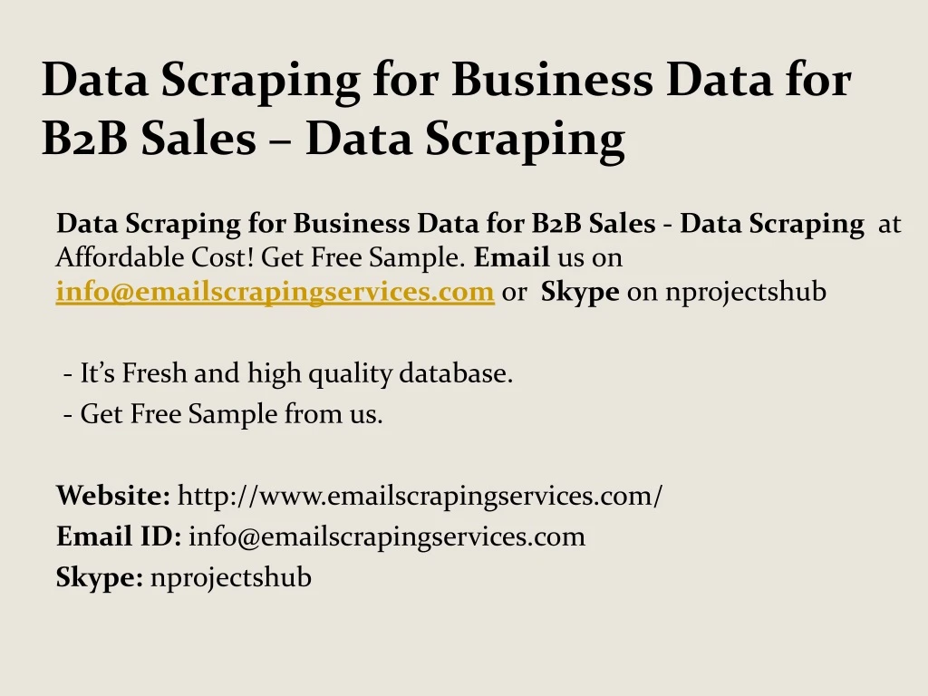 data scraping for business data for b2b sales data scraping
