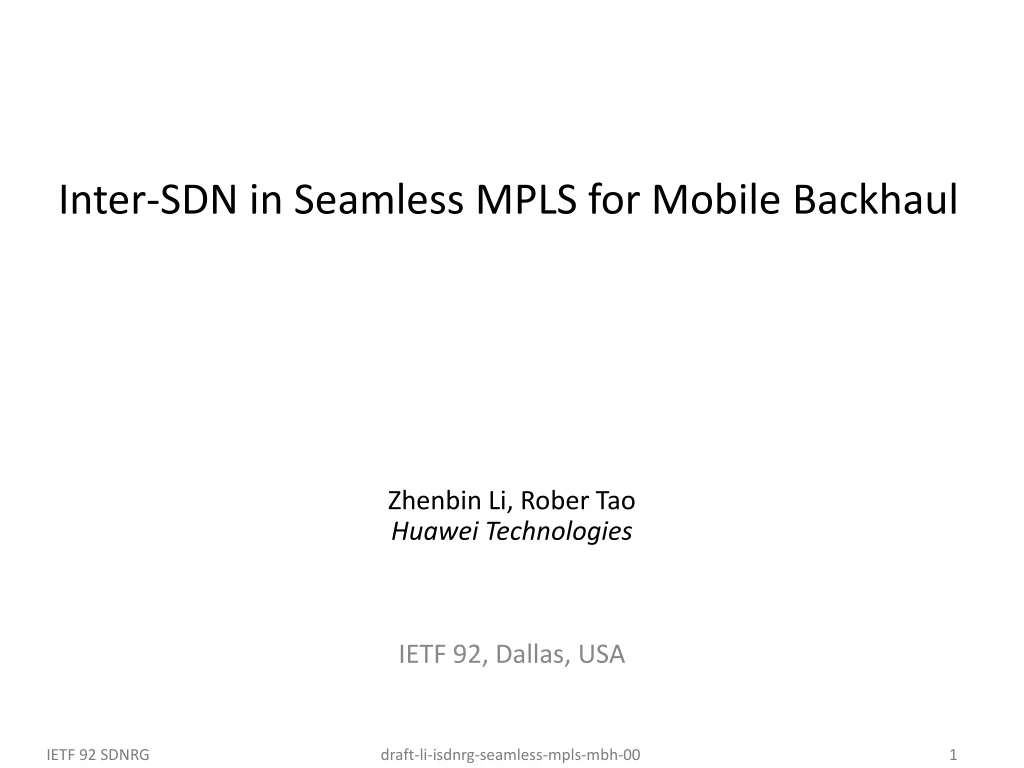inter sdn in seamless mpls for mobile backhaul