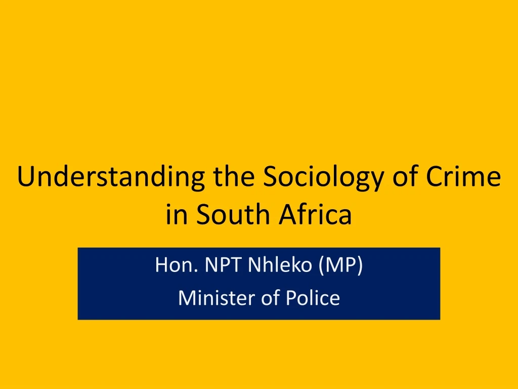 understanding the sociology of crime in south africa