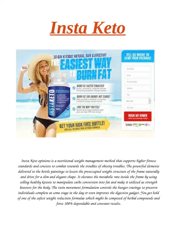 Insta Keto Weight Loss Diet Pills, Reviews and where to buy