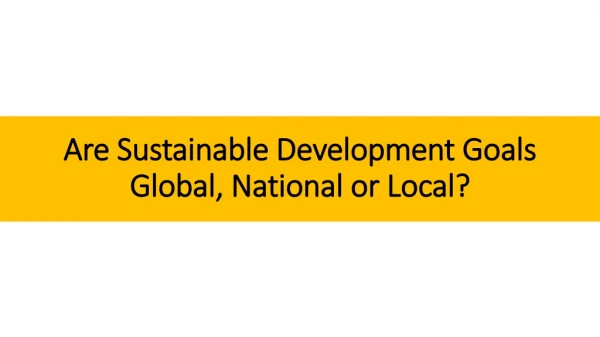 Are Sustainable Development Goals Global, National or Local?