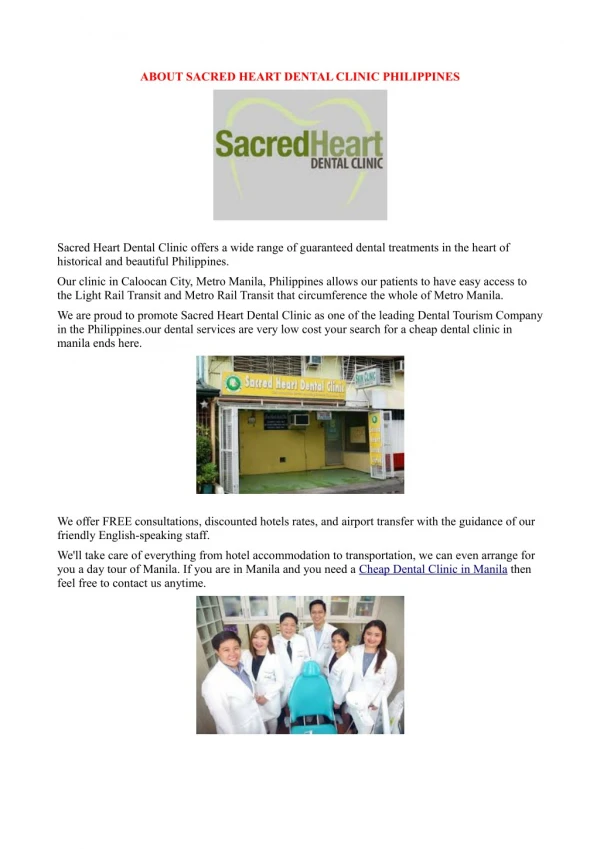 ABOUT SACRED HEART DENTAL CLINIC PHILIPPINES