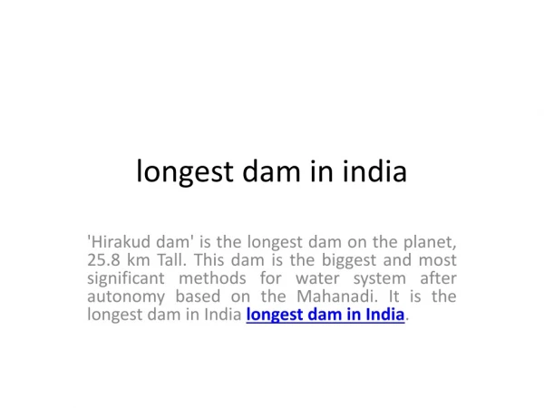 longest dam in india