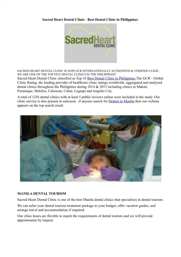 Sacred Heart Dental Clinic- Best Dental Clinic in Philippines