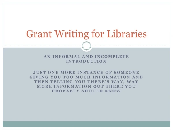 Grant Writing for Libraries
