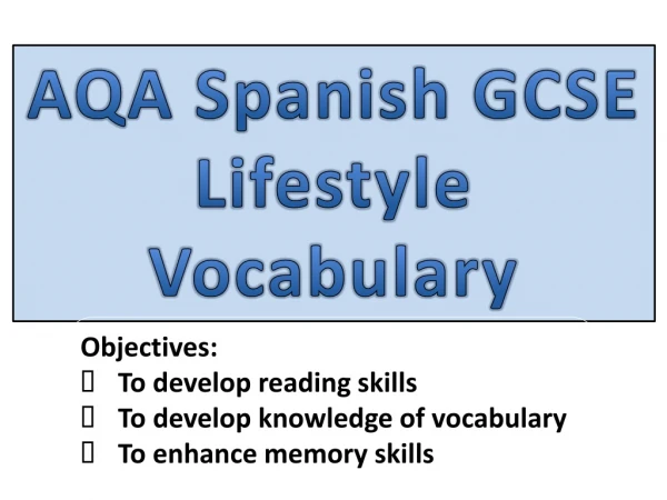 AQA Spanish GCSE Lifestyle Vocabulary