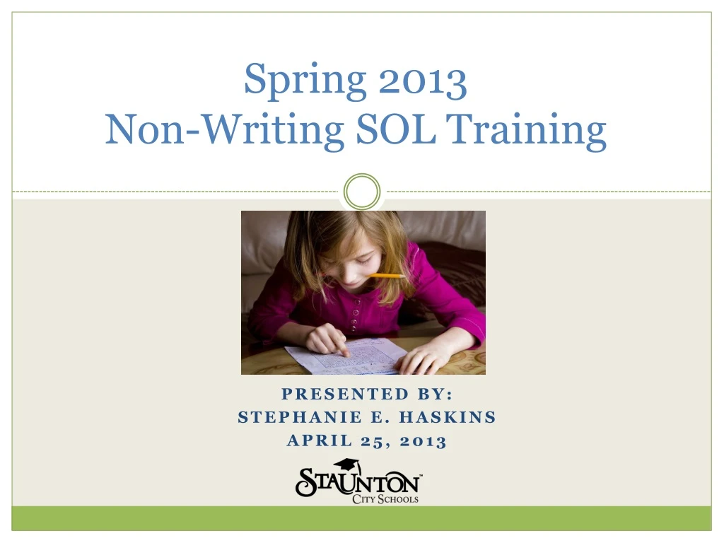 spring 2013 non writing sol training