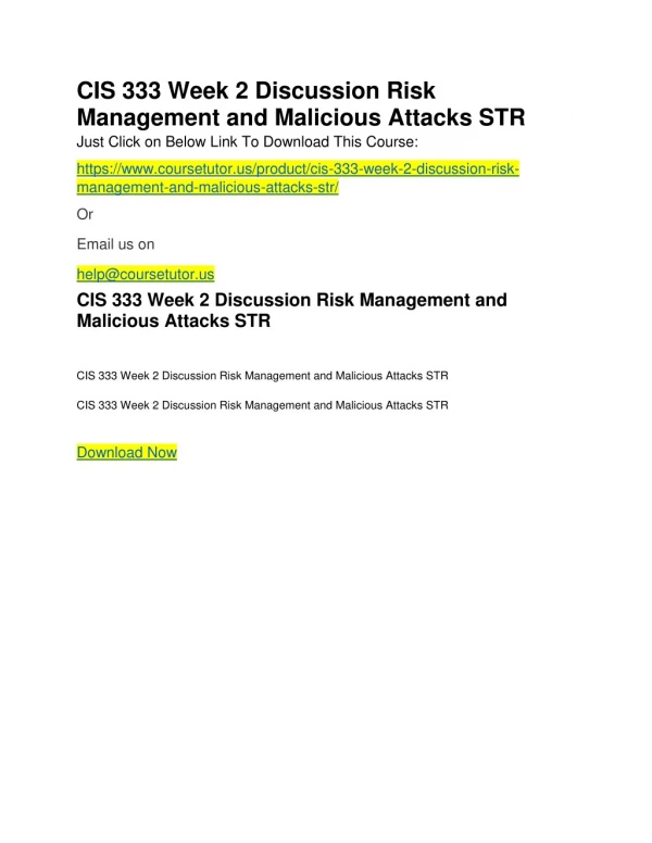 cis 333 week 2 discussion risk management