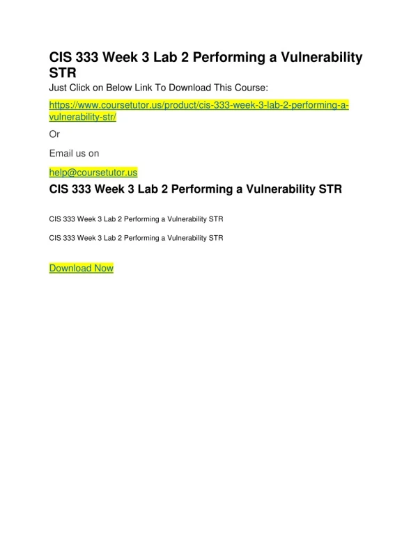 cis 333 week 3 lab 2 performing a vulnerability