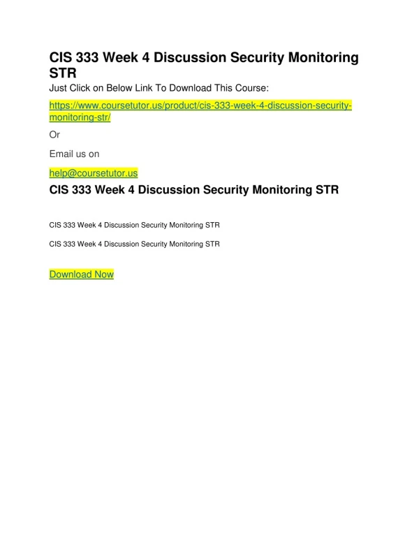 cis 333 week 4 discussion security monitoring