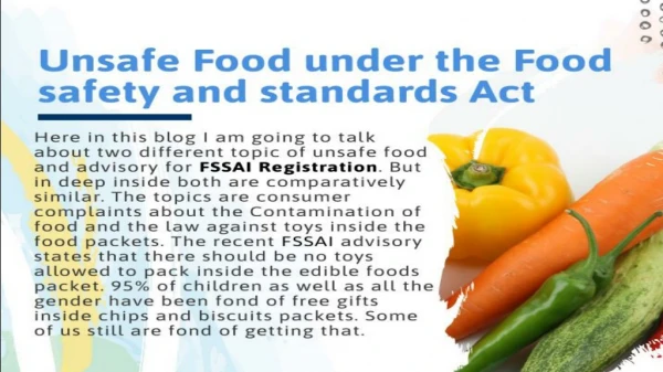 Unsafe Food under the Food safety and standards Act | Corpstore