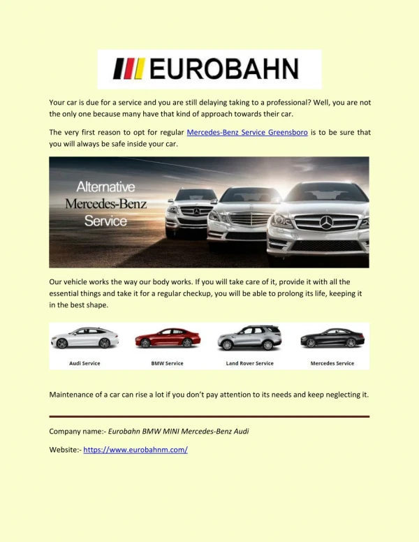 Eurobahn: BMW Repair Service at Fair Price in Greensboro, NC