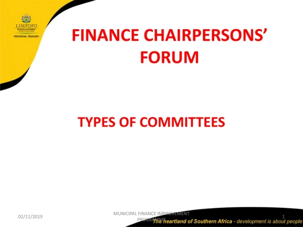 FINANCE CHAIRPERSONS’ FORUM