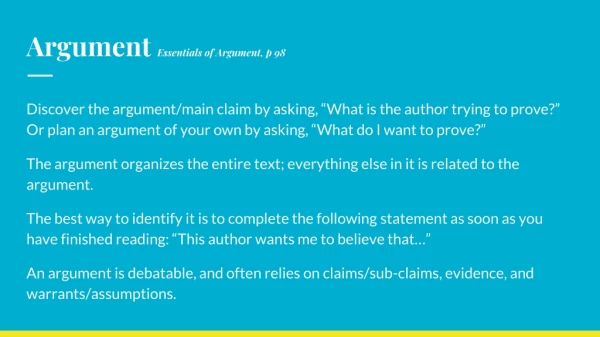 Argument Essentials of Argument, p 98