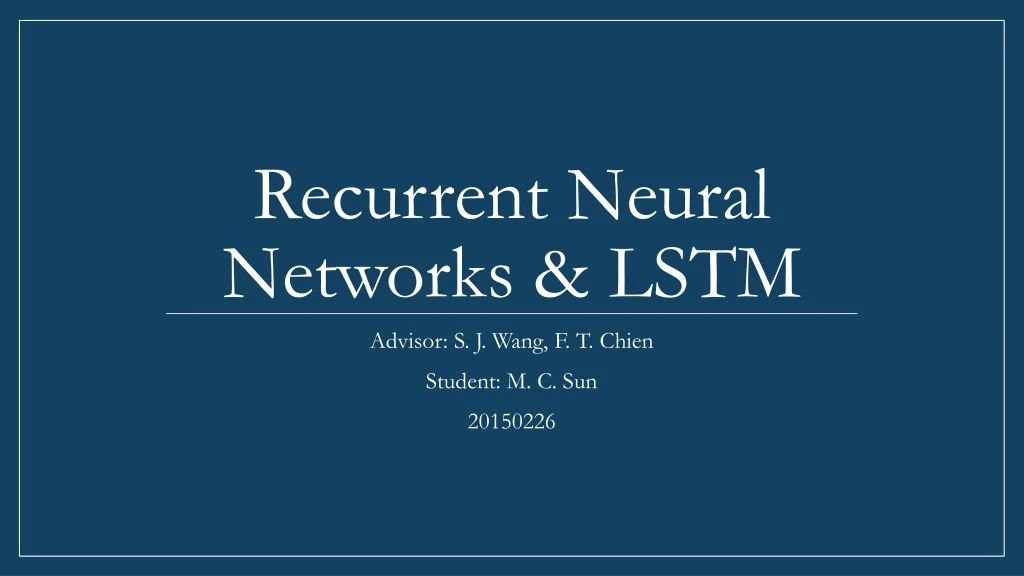 recurrent neural networks lstm