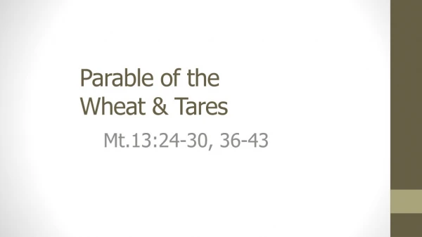 Parable of the Wheat &amp; Tares