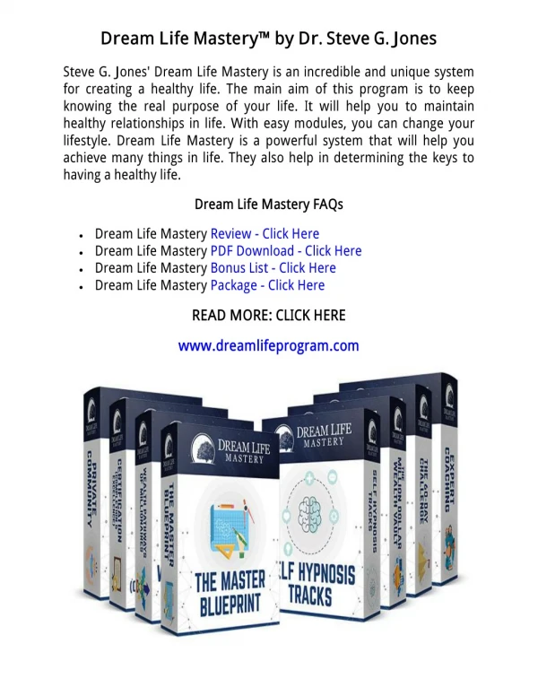 [PDF] Dream Life Mastery Program PDF Download: Dr. Steve G. Jones
