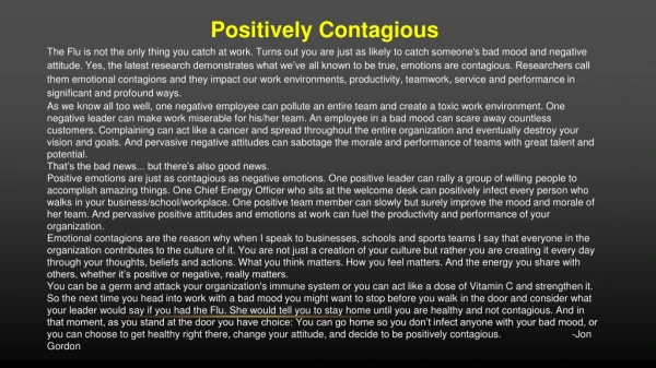 Positively Contagious