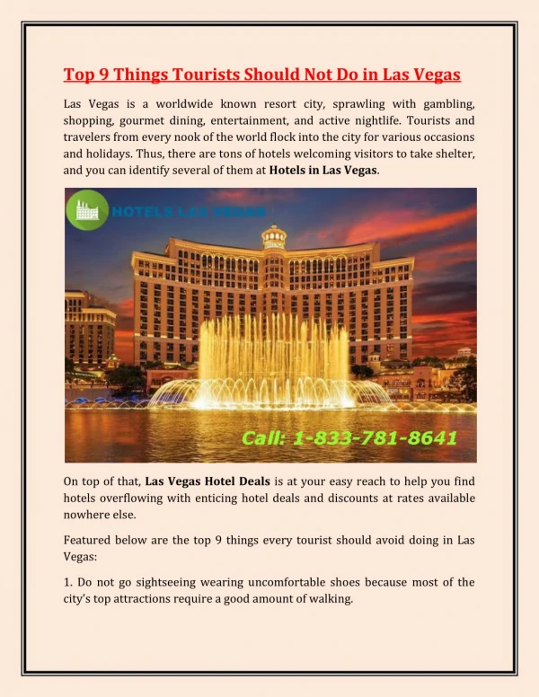 Top 9 Things Tourists Should Not Do in Las Vegas - Cheap Flights to las Vegas