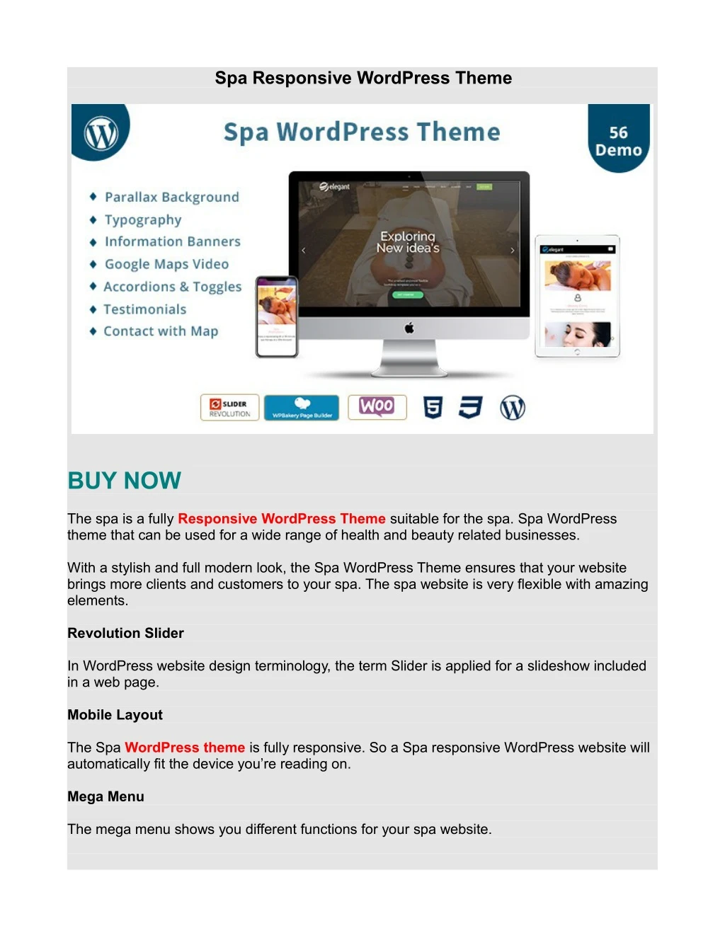spa responsive wordpress theme
